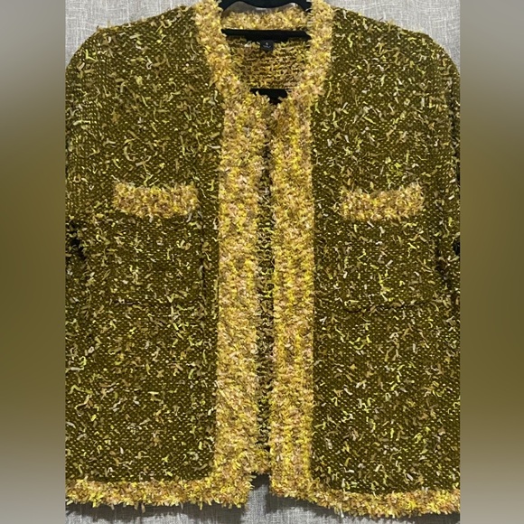 New”J.Crew open-front cropped jacket/sweater-SMALL- in gold tweed-not lined - Picture 2 of 8